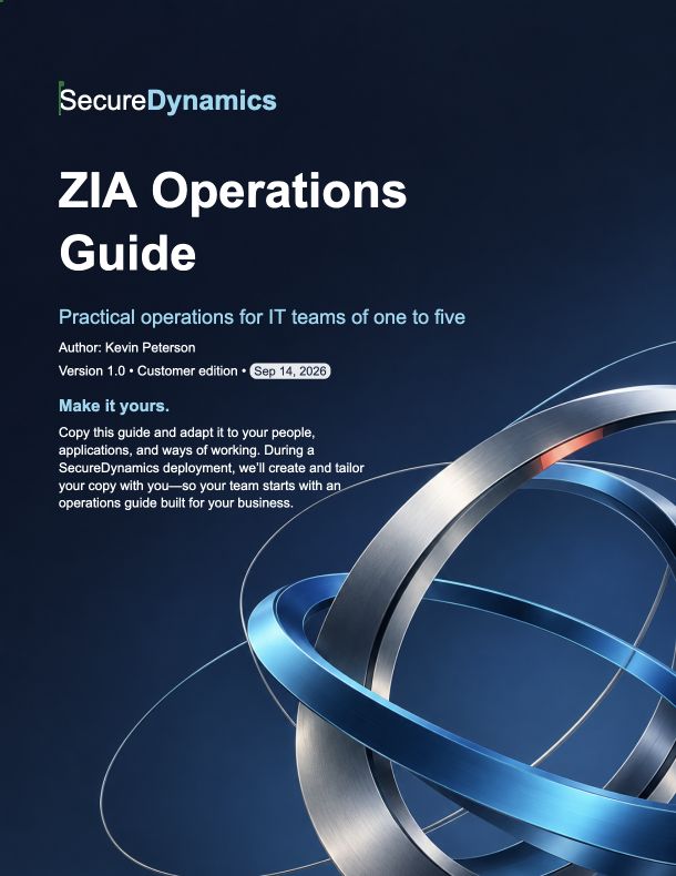 Cover of the SecureDynamics ZIA Operations Guide