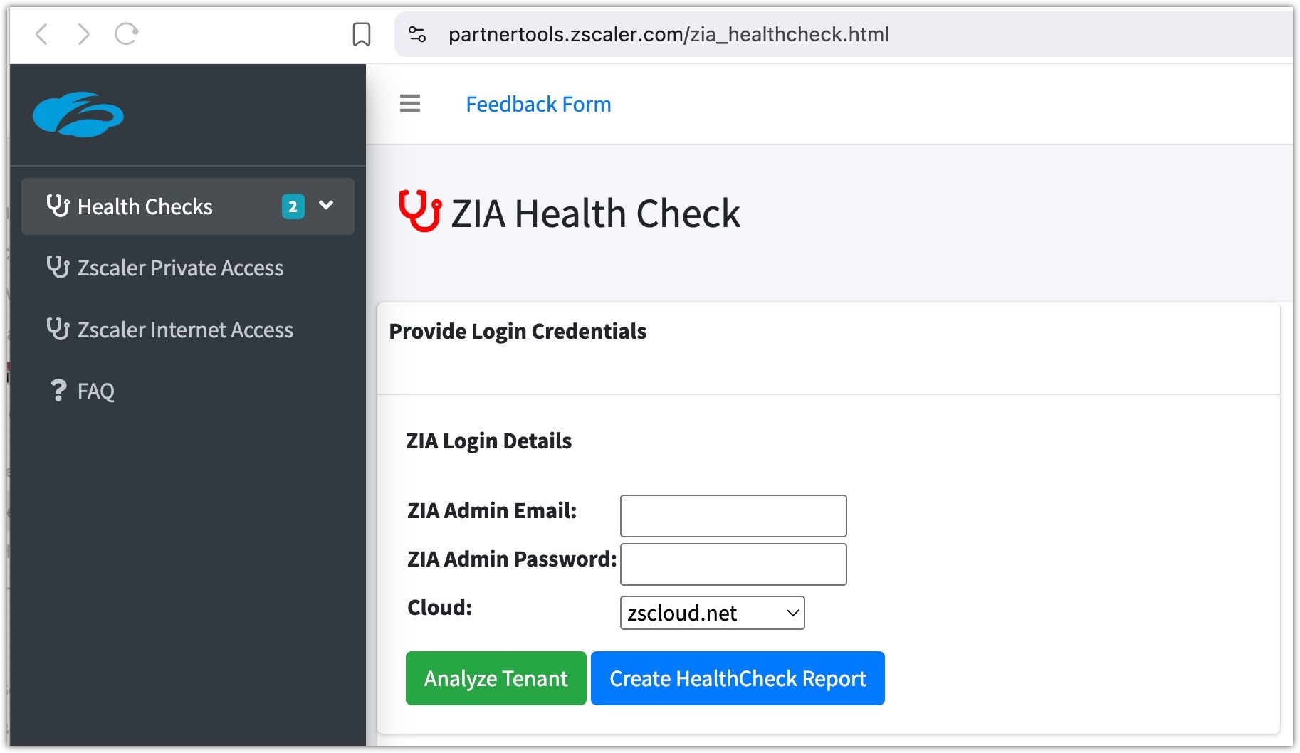 Zscaler Health Check tools screenshot